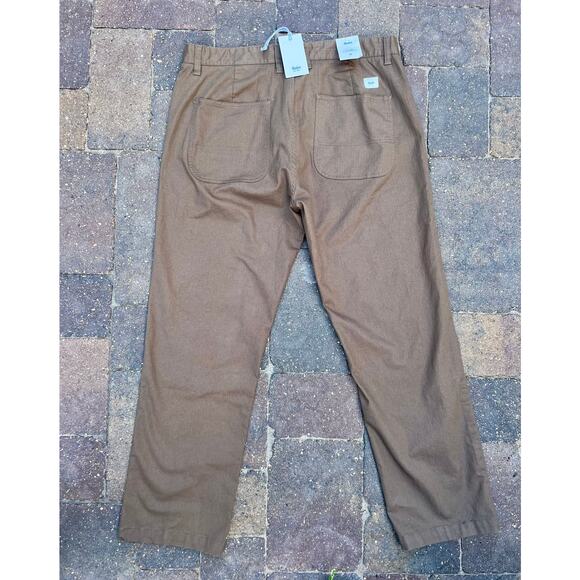 Men's Katin deck herringbone relaxed brown slacks size 38 x32 - Picture 5 of 6